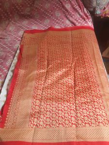 Red Border White Saree