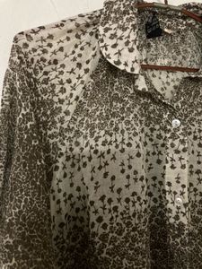 Chic Abstract Print Button-Up Top