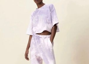 Zara purple tie-dye cropped t-shirt🫟