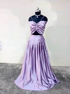Elegant Lilac Satin Lehenga Set