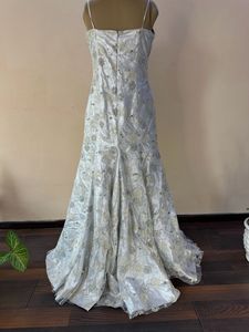 Silver Heavy Embellished Bow Gown