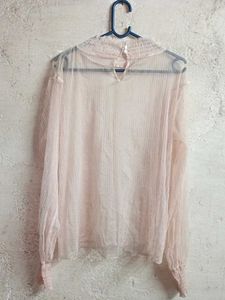 Sheer Bell Sleeve Blouse Top Oversized