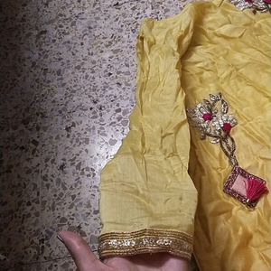 dual colour  gota n zardosi work customized kurta n straight pant