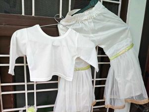 White Palazzo Pants with Net Flare