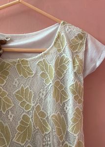 Beautiful Maxi White &amp; Gold Dress