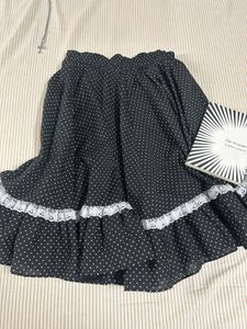 Black Polka Dot Skirt with Lace Trim