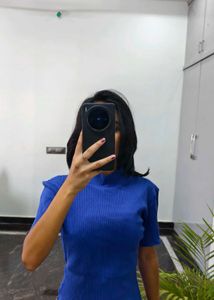 Blue Ribbed Top