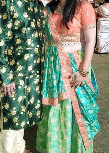 Green Blue silk Lehenga Choli