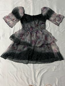Floral Puff Sleeve Tiered Dress