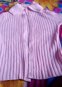 Pink Ribbed Turtleneck Sweater