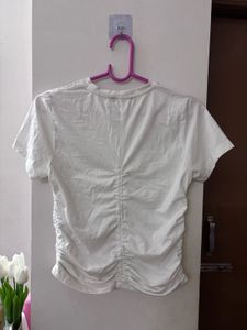 Chic Ruched White T-Shirt