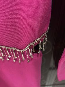 Pink Dress with Embellished Waistline