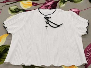 White Ribbed Lace-Up Crop Top