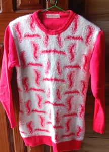 Red &amp; White Patterned Sweater