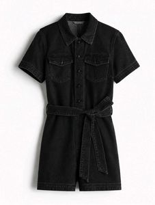 Black Denim Short Jumpsuit