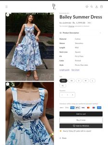 DiamondLady.in Summer Blue Leaf Print Midi Dress