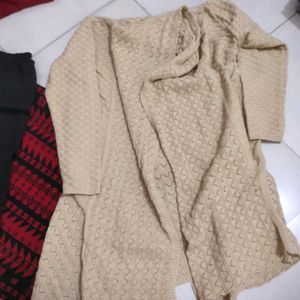 combo woollen cardigan and kurta set