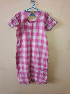 Pink Printed Cotton Kurta+ dupatta set