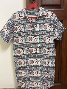 Men's Om Print Short Sleeve Kurta