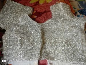 Blue N Green Combination Saree With Silver Bolouse