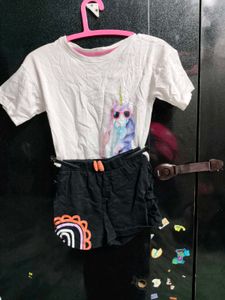 Cute Unicorn T-Shirt and Shorts Set