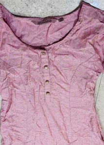 Elegant Pink Kurta with Subtle Gold Print