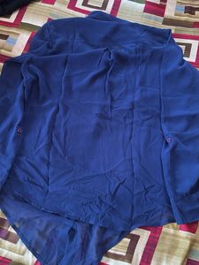 Women's Blue Sheer Button-Up Shirt