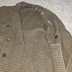 Classic Houndstooth Double-Breasted Coat