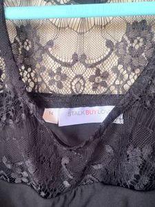 Chic Black Lace Ruffle Top