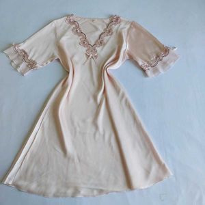 Elegant Satin Nightgown with Lace Trim🎀✨️