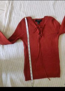 FOREVER 21 Ribbed Knit Lace-Up Top