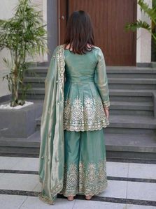 Beautiful Teal Embroidered Kurta Set