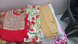 Elegant Red Kurta Set with Floral Jacket