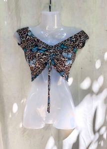 24279. Chic Butterfly Print Crop Top