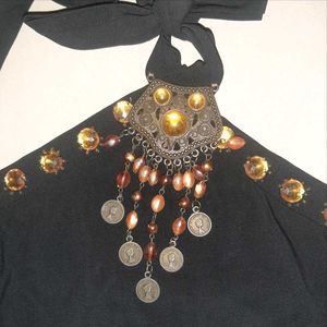 🖤 Black Embellished Halter Neck Party Dress 🖤