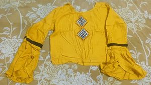 Mustard 3pc Set[ Crop top, Skirt &amp; Shrug]