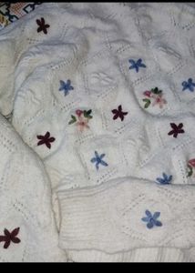 Floral Embroidered Knit Sweater