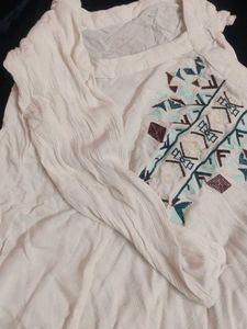 White Embroidered Cold Shoulder Top