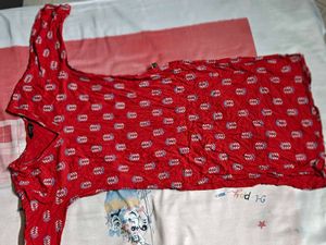 Red Printed Kurta Set