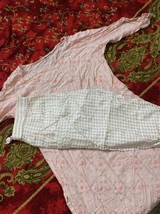 Pink Kurta with Floral Embellishments