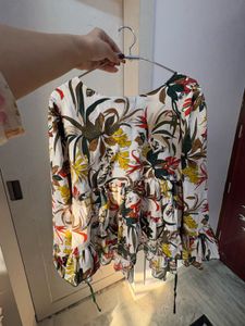Boho Floral Print Peplum Top