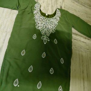 Green Embroidered Kurta