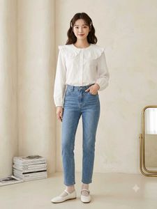 Chic White Ruffled Collar Blouse
