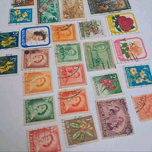 25 vintage New Zealand Stamps