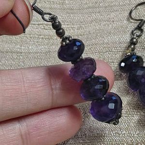 92.5 Amethyst Beaded Dangle Earrings