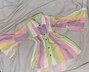 Rainbow Striped Bell Sleeve Top