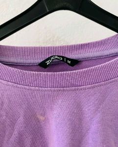Casual Purple Cropped Sweatshirt
