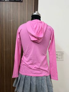 Pink Graphic Print Hoodie T-Shirt