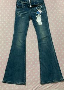 Vintage Flare Jeans with Embellished Belt