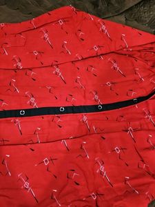 Red Printed Shirt with Black and white Accents